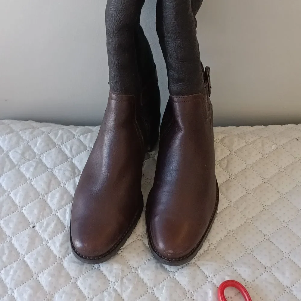 NWOT Vigotti Real  Shearling And Leather Boots Dark Brown